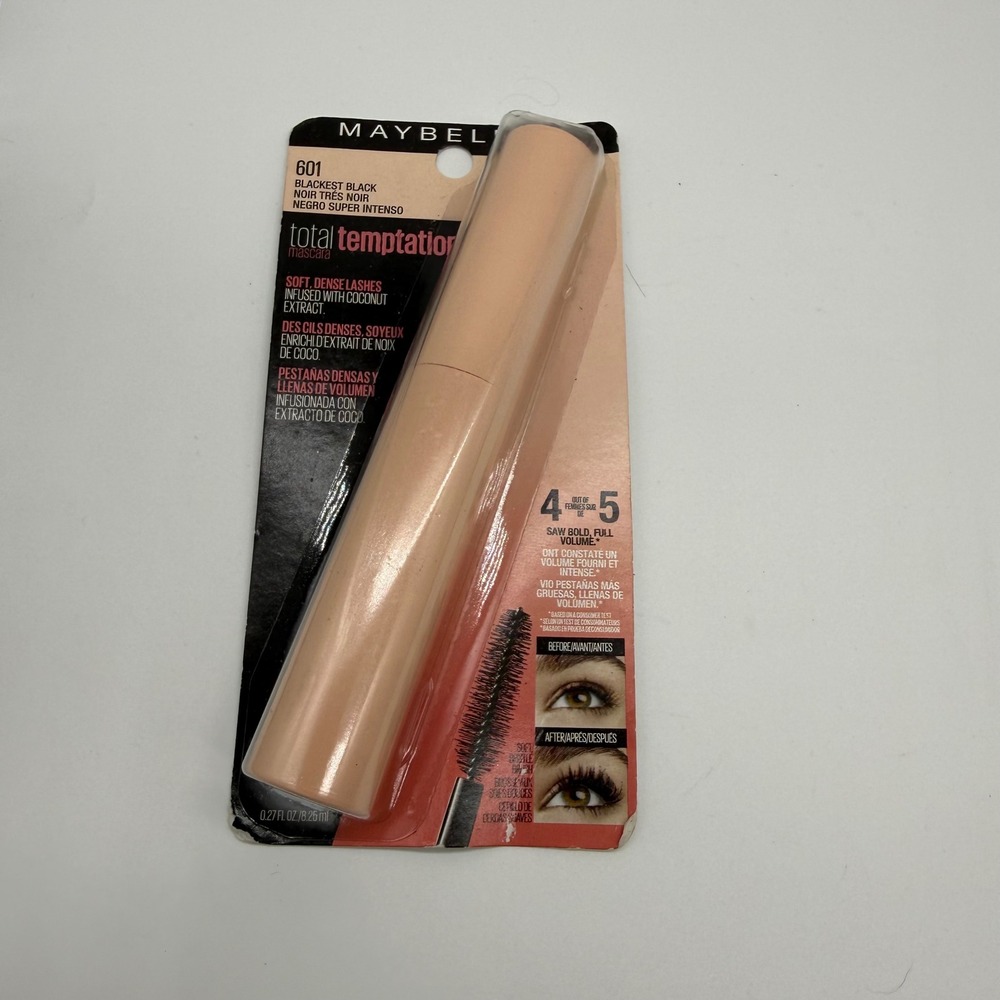 Maybelline Total Temptation Mascara Washable Volumizing Blackest Black 601